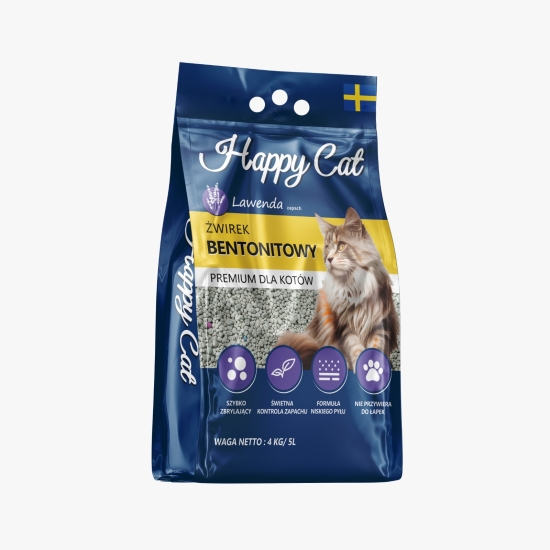 Żwirek dla kota bentonitowy Happy Cat 5L o zapachu Lawendy